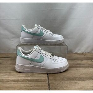 Nike‎ Air Force 1 Low White Teal Leather Sneakers Women's Shoes